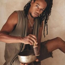 AYA Sacred Wear Dark Green Hand Embroidered Vest For Men On Sale