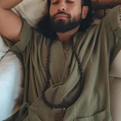 AYA Sacred Wear Sage Green Tribal Kimono Robe For Men On Sale