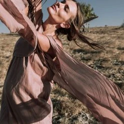 Stop List Dusty Pink Cotton Boho Convertible Evening Dress