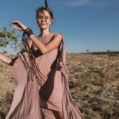 Stop List Dusty Pink Cotton Boho Convertible Evening Dress