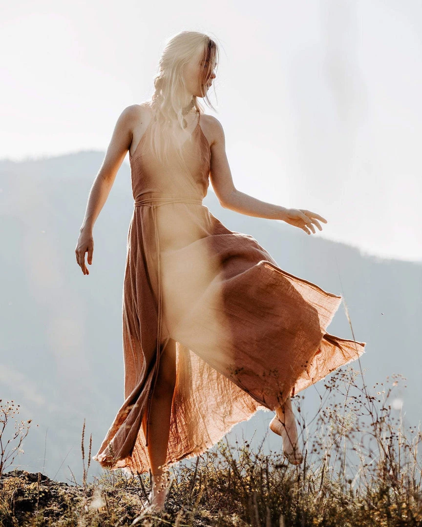 Eddie Organic Cotton Dresses Dusty Pink Boho Bridesmaid Dress • Open Back Elegant Dress 5 Eddie Organic Cotton Dresses Dusty Pink Boho Bridesmaid Dress • Open Back Elegant Dress