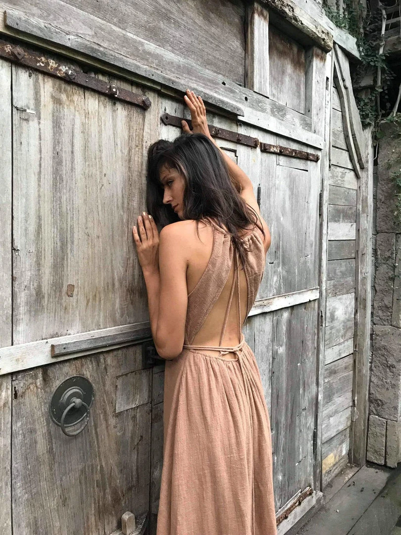 Eddie Organic Cotton Dresses Dusty Pink Boho Bridesmaid Dress • Open Back Elegant Dress 12 Eddie Organic Cotton Dresses Dusty Pink Boho Bridesmaid Dress • Open Back Elegant Dress