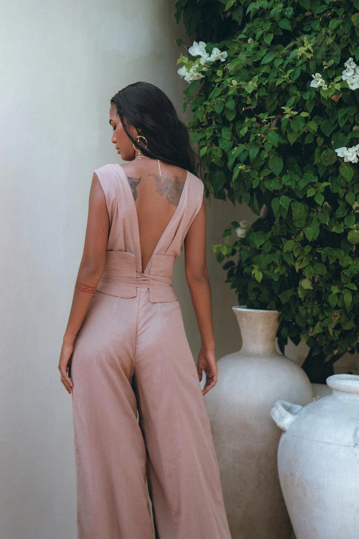 Jimmy Dusty Pink Braided Overalls • Boho Silk With Cotton Maxi Jumpsuit Women 11 Jimmy Dusty Pink Braided Overalls • Boho Silk With Cotton Maxi Jumpsuit Women