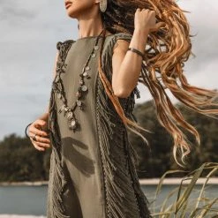 Jimmy Boho Open Sides Dress • Dark Green Dress • Ladders Sides Mini Dress