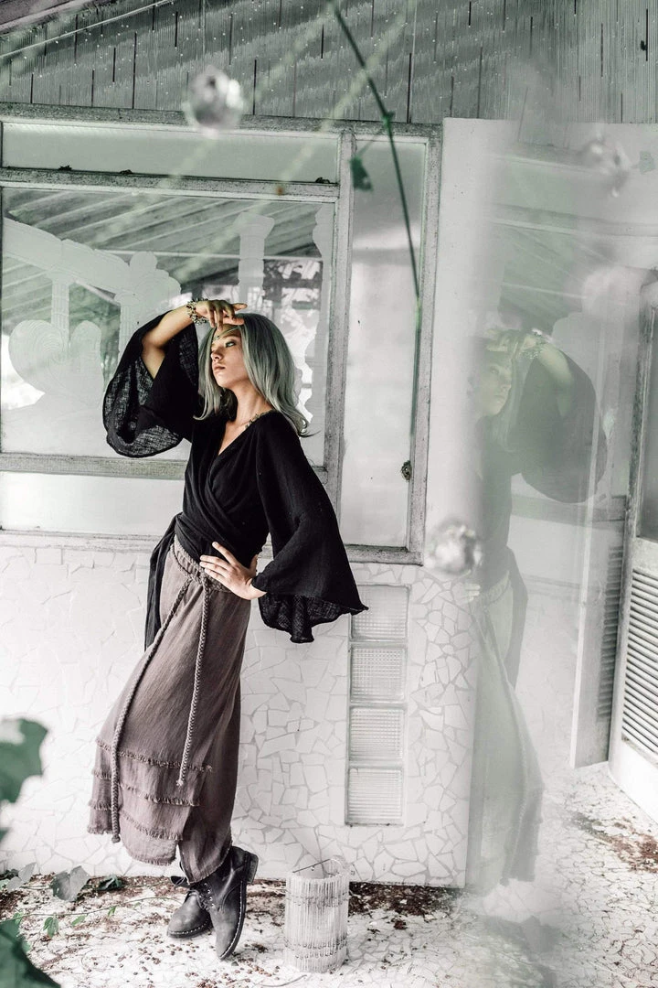 Agus Tops & Tunics Black Kimono Cover-up Tunic With Bell Sleeves 6 Agus Tops & Tunics Black Kimono Cover-up Tunic With Bell Sleeves