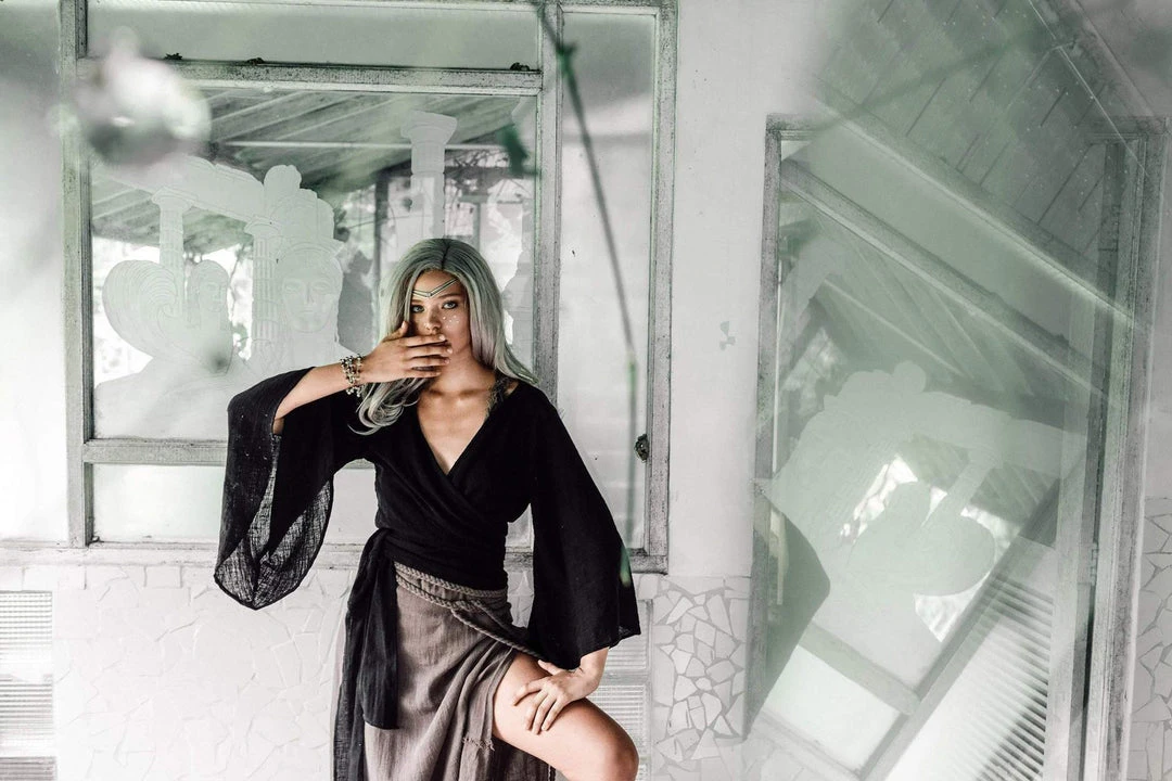 Agus Tops & Tunics Black Kimono Cover-up Tunic With Bell Sleeves 14 Agus Tops & Tunics Black Kimono Cover-up Tunic With Bell Sleeves