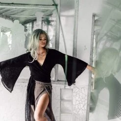 Agus Tops & Tunics Black Kimono Cover-up Tunic With Bell Sleeves 22 Agus Tops & Tunics Black Kimono Cover-up Tunic With Bell Sleeves