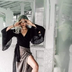 Agus Tops & Tunics Black Kimono Cover-up Tunic With Bell Sleeves 24 Agus Tops & Tunics Black Kimono Cover-up Tunic With Bell Sleeves