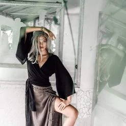 Agus Tops & Tunics Black Kimono Cover-up Tunic With Bell Sleeves 21 Agus Tops & Tunics Black Kimono Cover-up Tunic With Bell Sleeves