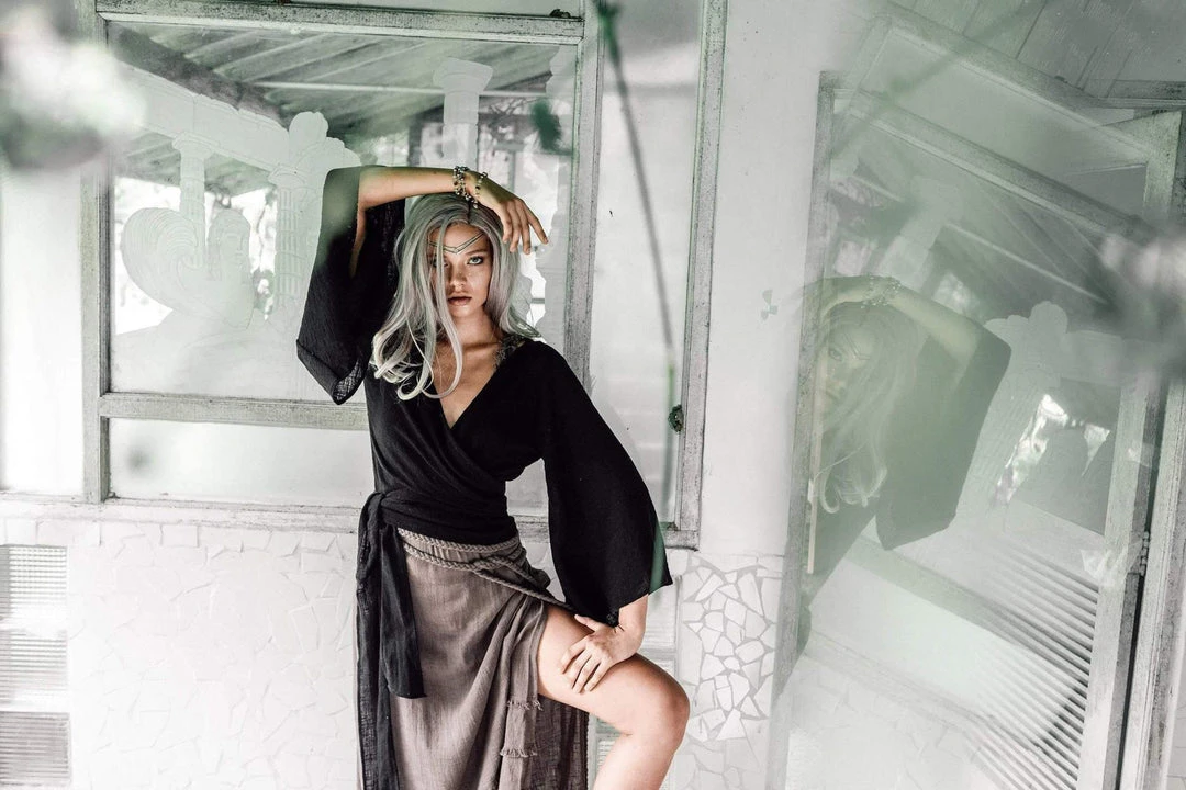 Agus Tops & Tunics Black Kimono Cover-up Tunic With Bell Sleeves 10 Agus Tops & Tunics Black Kimono Cover-up Tunic With Bell Sleeves