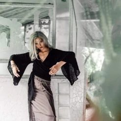 Agus Tops & Tunics Black Kimono Cover-up Tunic With Bell Sleeves