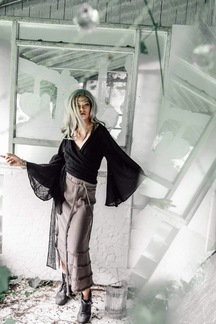 Agus Tops & Tunics Black Kimono Cover-up Tunic With Bell Sleeves 12 Agus Tops & Tunics Black Kimono Cover-up Tunic With Bell Sleeves