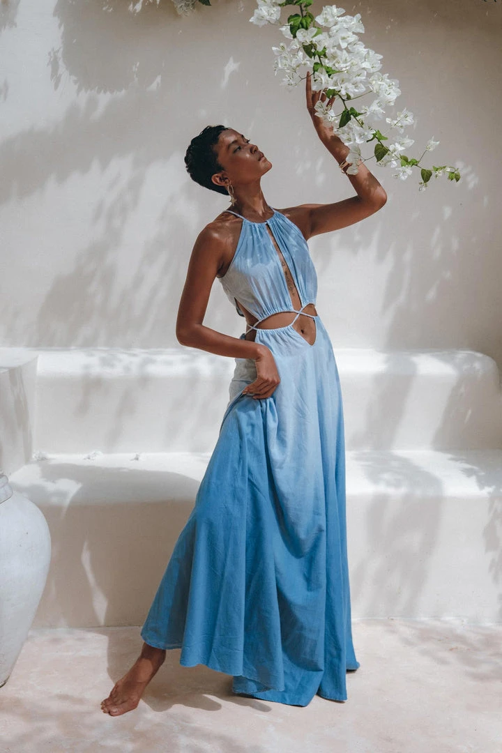 Jimmy Boho Dress • Open Back Belly Dress • Organically Dyed Adjustable Dress