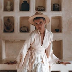 Jimmy Short Linen Kimono Wrap With Belt • Linen Cardigan For Women