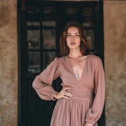 Eddie Organic Cotton Dresses Long Sleeve Organic Boho Dress • Bridesmaid Dress • Bohemian Dress