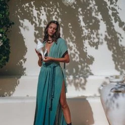 Jimmy New Collection Organic Dress • Boho Wedding Dress • Botanically Dyed Turquoise Dress