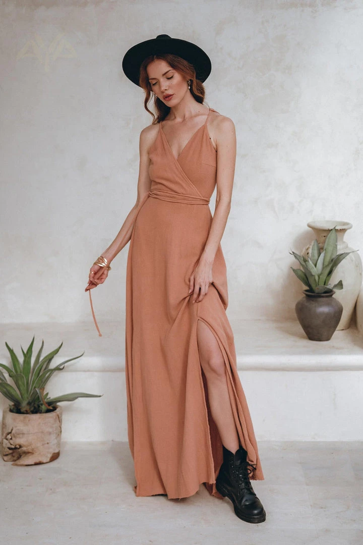 Eddie Organic Cotton Dresses Dusty Pink Boho Bridesmaid Dress • Open Back Elegant Dress 14 Eddie Organic Cotton Dresses Dusty Pink Boho Bridesmaid Dress • Open Back Elegant Dress