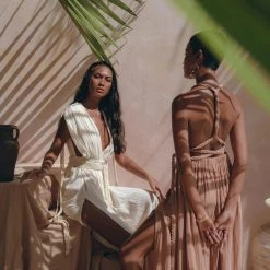 Agus New Collection Dusty Pink Greek Goddess Dress • Grecian Dress • Boho Bridesmaid Dress