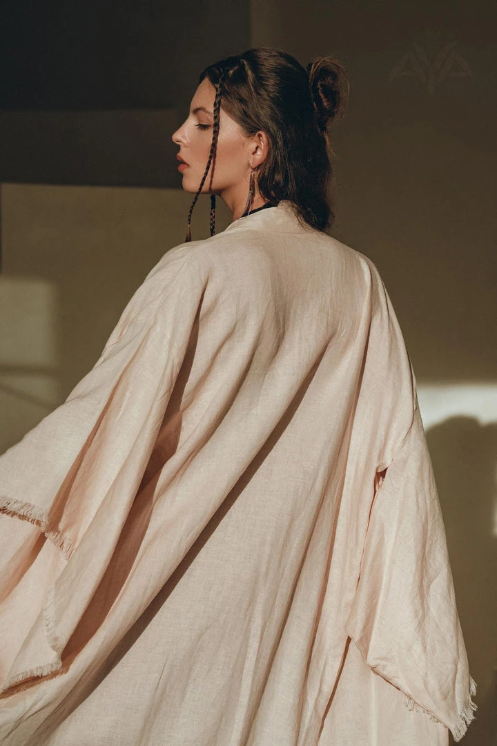 Jimmy Linen Cardigan Women • Light Pink Overcoat • Linen Wrap Cardigan With Belt 5 Jimmy Linen Cardigan Women • Light Pink Overcoat • Linen Wrap Cardigan With Belt