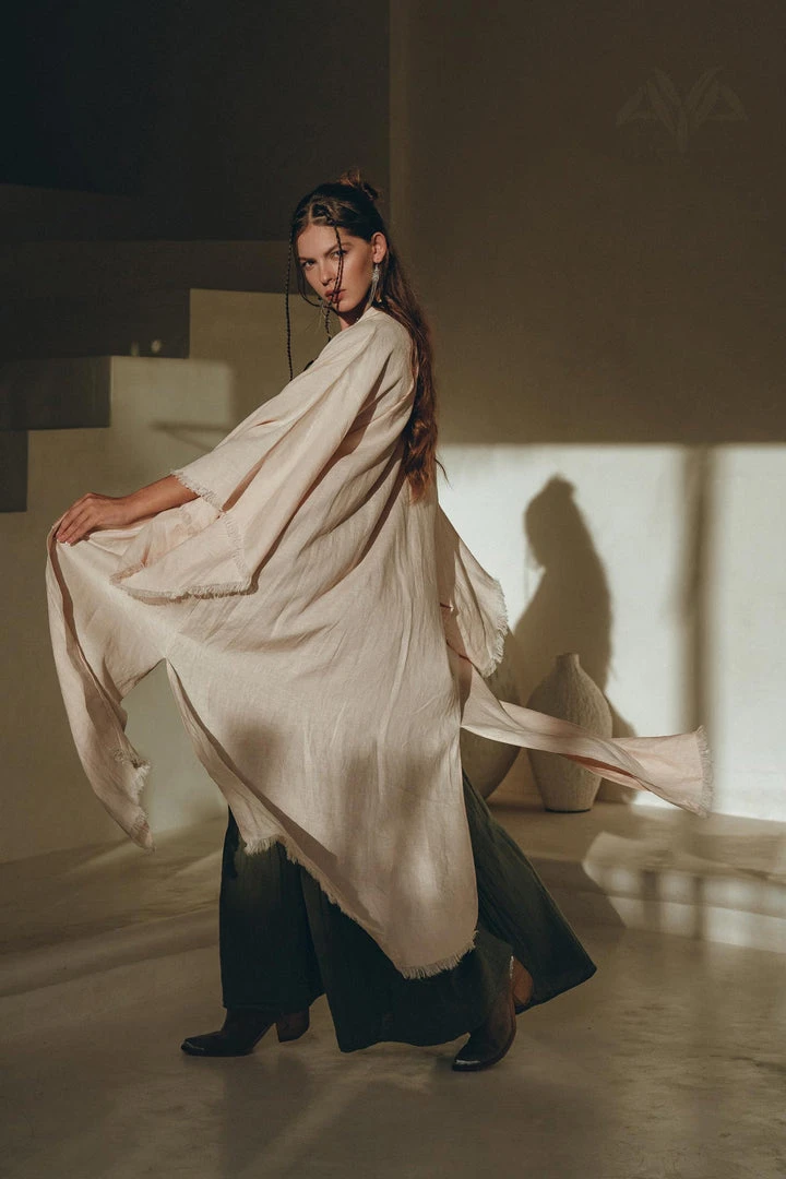 Jimmy Linen Cardigan Women • Light Pink Overcoat • Linen Wrap Cardigan With Belt 4 Jimmy Linen Cardigan Women • Light Pink Overcoat • Linen Wrap Cardigan With Belt