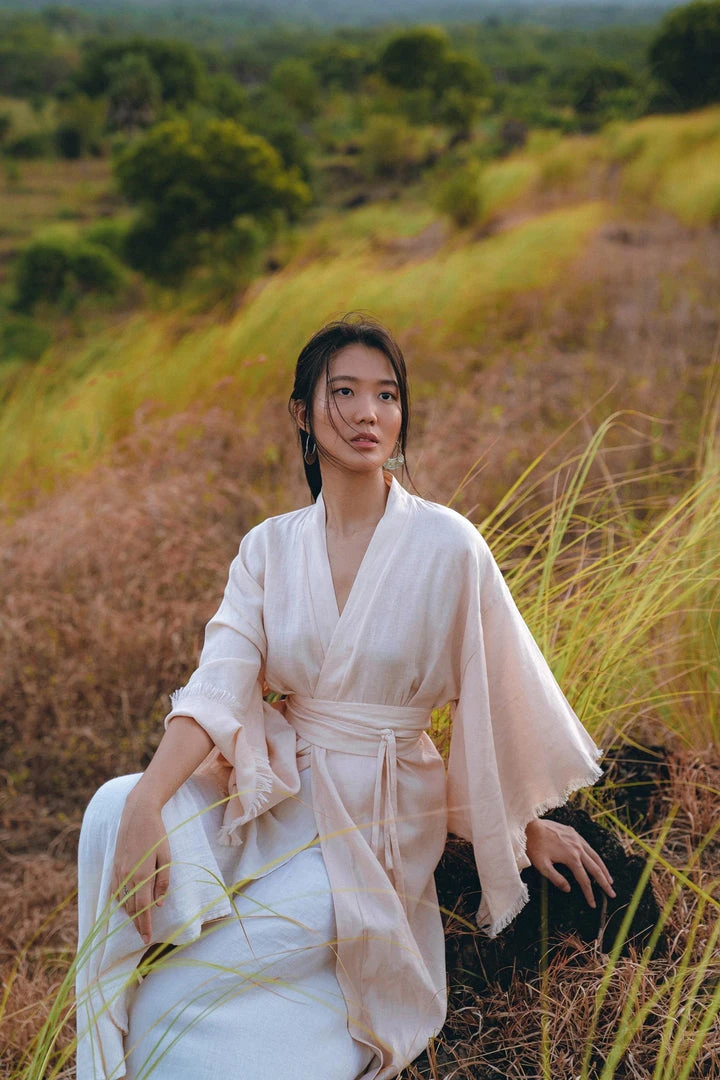 Jimmy Linen Cardigan Women • Light Pink Overcoat • Linen Wrap Cardigan With Belt 7 Jimmy Linen Cardigan Women • Light Pink Overcoat • Linen Wrap Cardigan With Belt