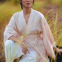 Jimmy Linen Cardigan Women • Light Pink Overcoat • Linen Wrap Cardigan With Belt 22 Jimmy Linen Cardigan Women • Light Pink Overcoat • Linen Wrap Cardigan With Belt