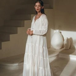 AYA Sacred Wear Boho Dress For Women • Off White Bohemian Prom Dress • Light Summer Dress