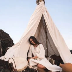 Stop List Organic Cotton Dresses Off-White Boho Bohemian Dress