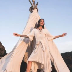 Stop List Organic Cotton Dresses Off-White Boho Bohemian Dress