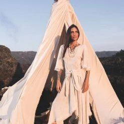 Stop List Organic Cotton Dresses Off-White Boho Bohemian Dress