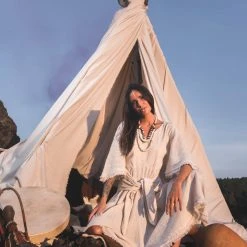 Stop List Organic Cotton Dresses Off-White Boho Bohemian Dress