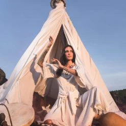 Stop List Organic Cotton Dresses Off-White Boho Bohemian Dress