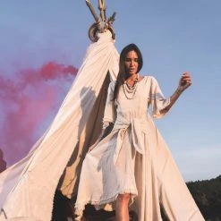 Stop List Organic Cotton Dresses Off-White Boho Bohemian Dress