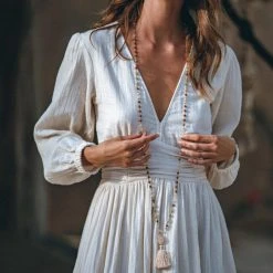 Eddie Organic Cotton Dresses Organic Boho Long Sleeve Dress • Bridesmaid Dress • Casual Modest Dress