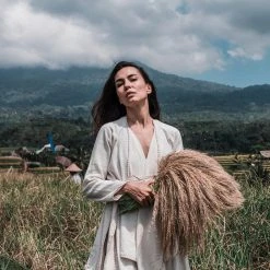 Jimmy Off-White Bohemian Raw Cotton Coat Cape Wrap