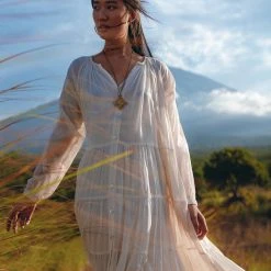 AYA Sacred Wear Boho Dress For Women • Off White Bohemian Prom Dress • Light Summer Dress