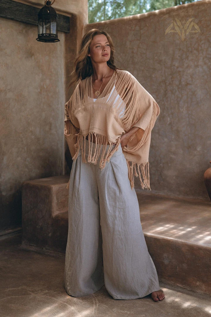 Agus Unique Soft Linen Boho Pants Women • Loose Linen Wide Boho Pants • Bohemian Pants