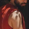 AYA Sacred Wear Red Hand Embroidered Vest For Men Organic Men's Clothing