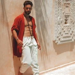 AYA Sacred Wear On Sale Red Tribal Kimono Robe For Men