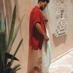 AYA Sacred Wear On Sale Red Tribal Kimono Robe For Men