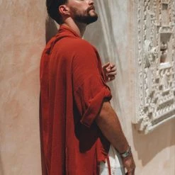 AYA Sacred Wear On Sale Red Tribal Kimono Robe For Men