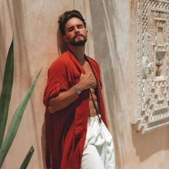 AYA Sacred Wear On Sale Red Tribal Kimono Robe For Men