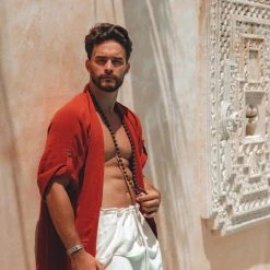 AYA Sacred Wear On Sale Red Tribal Kimono Robe For Men