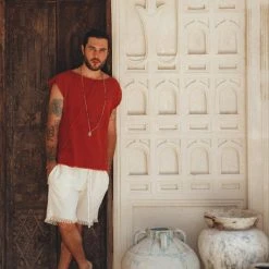 Jimmy Off-White Handwoven Cotton Shorts For Men