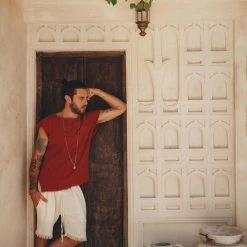 Jimmy Off-White Handwoven Cotton Shorts For Men