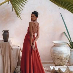 Jimmy Organic Red Cotton Maxi Dress • Sleeveless Hand Embroidered Dress New Collection 18 Jimmy Organic Red Cotton Maxi Dress • Sleeveless Hand Embroidered Dress New Collection