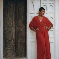 Jimmy Red Boho Dress • Boho Dress For Women • Red Maxi Bridesmaid Dress