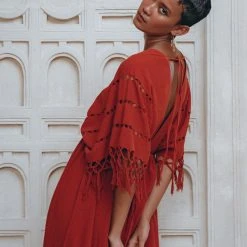 Jimmy Red Boho Dress • Boho Dress For Women • Red Maxi Bridesmaid Dress