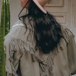 Jimmy Sage Colour Organic Cotton Poncho Cape • Bohemian Cardigan Women New Collection