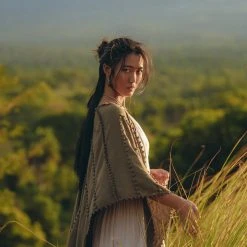 Jimmy Olive Green Poncho Robe For Women • Boho Kimono Overcoat • Prom Cover Up